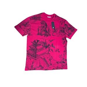 LEFT POINT Men's T-shirt Asian Landscape Tiger‎ Pagoda Print Size L BRAND NEW!